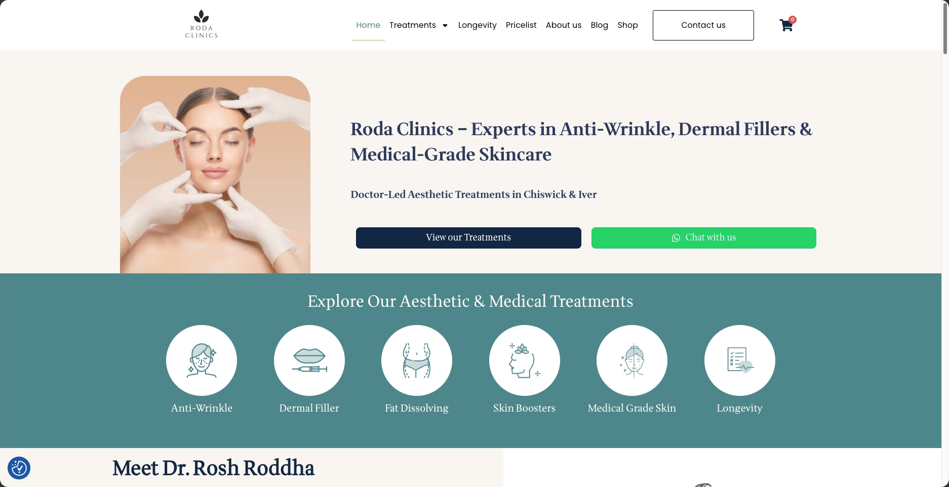 Roda Clinics website